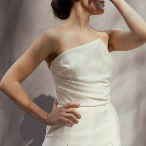 Amsale Duchess Satin Jumpsuit Size 12